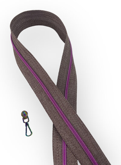 ZipperZoo spiral zipper burgundy melee with fuchsia spiral #3 (excl. zipper pullers)