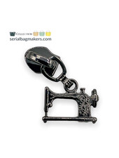 SBM zipper puller #5 - sewing machine - gun metal