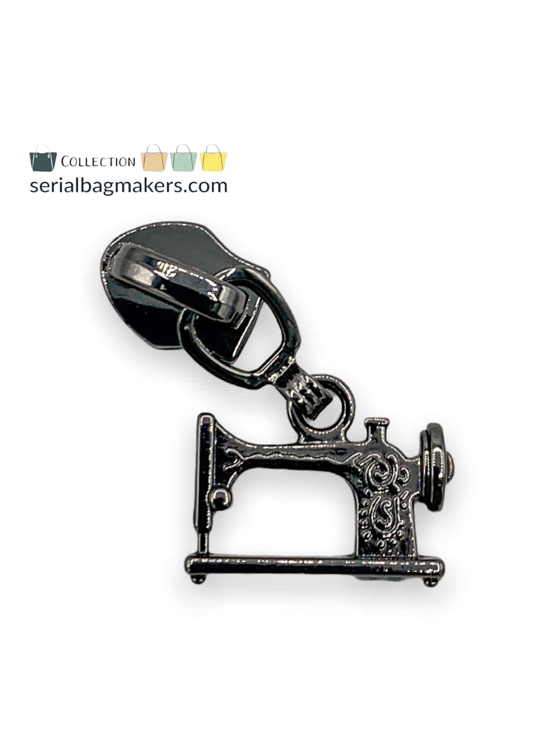 zipper puller 5 sewing machine gun metal Madeline De Stoffenmadam