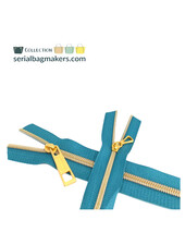 SBM coil zipper teal with antique gold coil #5 (excl. zip pullers)