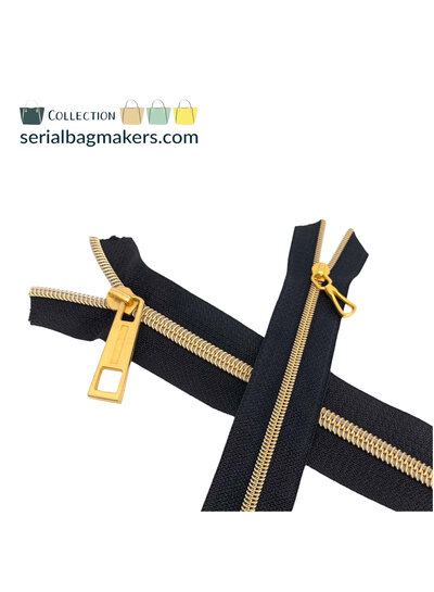 SBM black zipper tape with gold nylon coil - nr.5