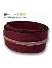 SBM coil zipper porto red with rose gold coil #5 (excl. zipper pullers)