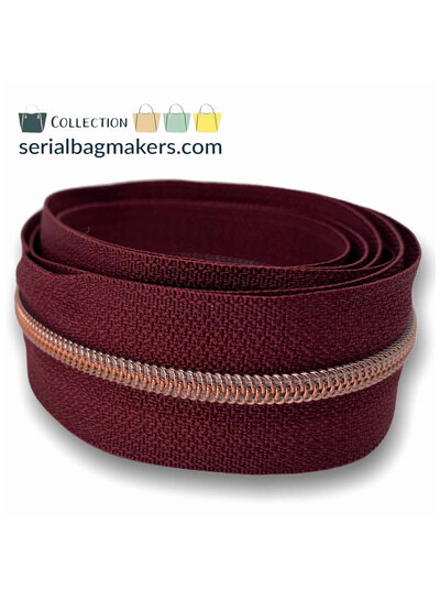 SBM coil zipper porto red with rose gold coil #5 (excl. zipper pullers)