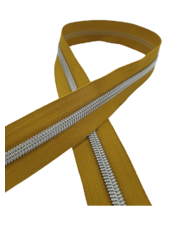 SBM spiral zipper ocher yellow with silver spiral #5 (excl. zipper pullers)