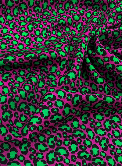 Swafing pink and green happy Leo - viscose twill
