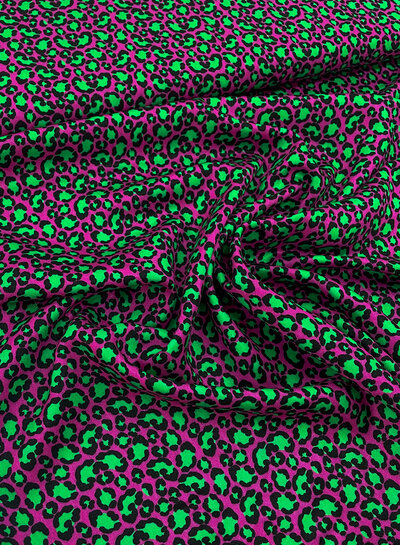 Swafing roze en groen happy Leo - viscose twill