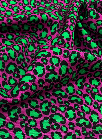 Swafing pink and green happy Leo - viscose twill