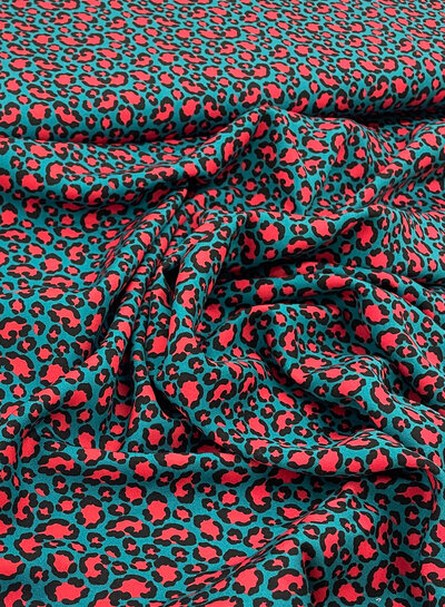 Swafing turquoise en roze happy Leo - viscose twill