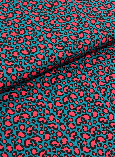 Swafing turquoise and pink happy Leo - viscose twill