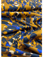 Bittoun cobalt and navy blue spots on a cognac colored background - satin