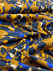 Bittoun cobalt and navy blue spots on a cognac colored background - satin