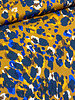 Bittoun cobalt and navy blue spots on a cognac colored background - satin