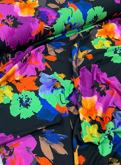 Bittoun brightly colored flowers 165 wide - viscose jersey