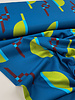 Bittoun petrol blue with geometric shapes - beautiful crepe