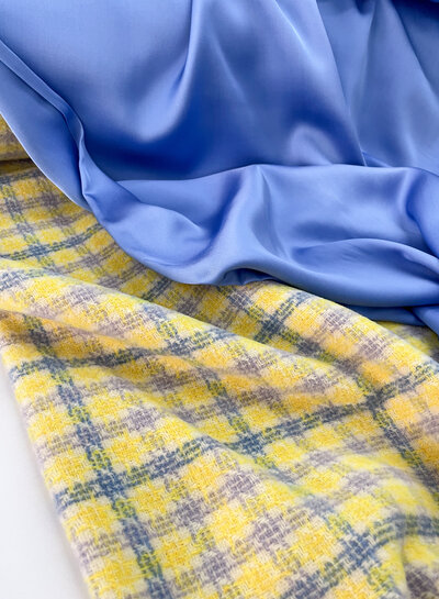 La Maison Victor yellow/lilac checks - coat fabric