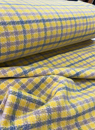 La Maison Victor yellow/lilac checks - coat fabric