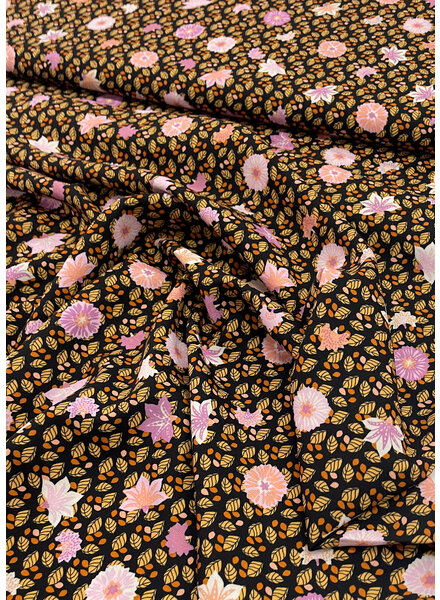 Bittoun pink autumn flowers - supple fabric