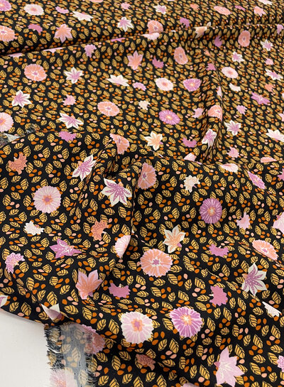 Bittoun pink autumn flowers - supple fabric