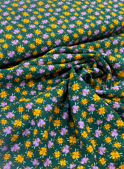 M. green - small flowers - viscose with poplin touch