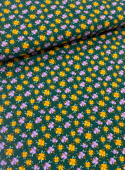 M. green - small flowers - viscose with poplin touch