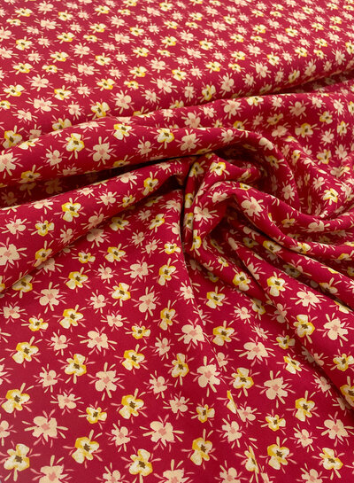 M. red - small flowers - viscose with poplin touch