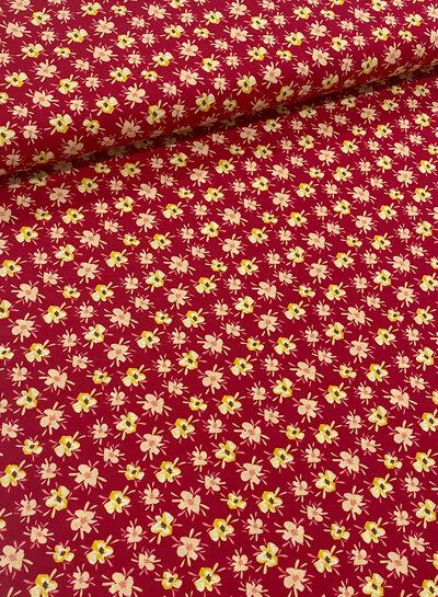 M. red - small flowers - viscose with poplin touch