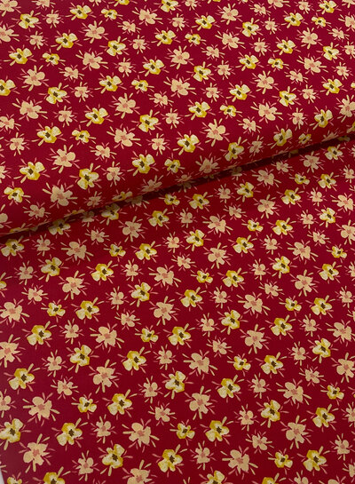 M. red - small flowers - viscose with poplin touch