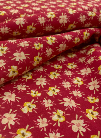 M. red - small flowers - viscose with poplin touch