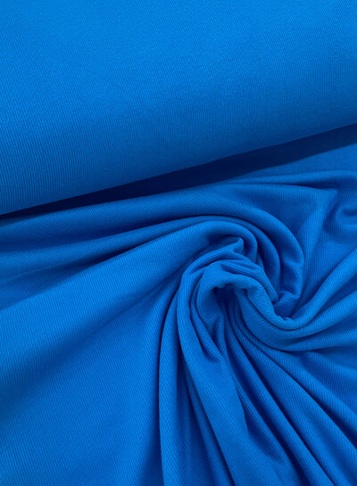 M. blauw - megazacht en stevig gebreid - opgeruwde viscose ribbel tricot