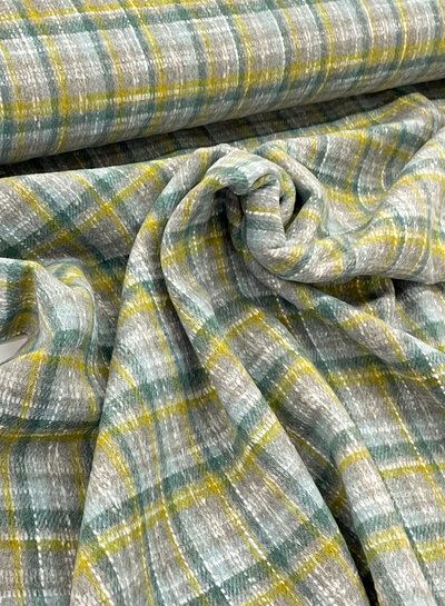 M. plaid flanel met wol - groen grijs