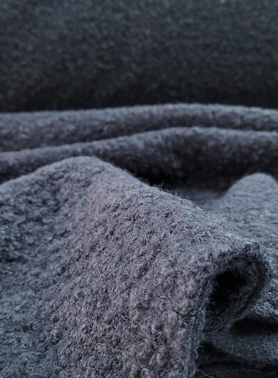 M. navy blue - warm bouclé coat fabric