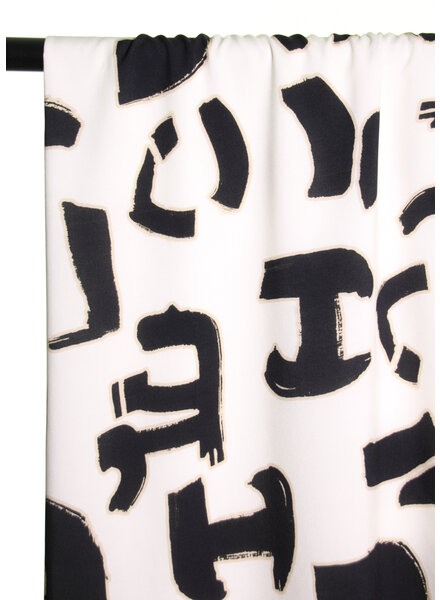 Atelier Jupe off-white with black print - viscose