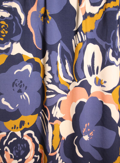 Atelier Jupe geschilderde bloemen blauw - viscose