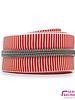 SBM spiral zipper ZEBRA red - white striped with SILVER spiral #5 (excl. zip pullers)