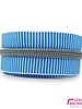 ZipperZoo spiral zipper ZEBRA sky blue - white striped with SILVER spiral #5 (excl. zip pulls)