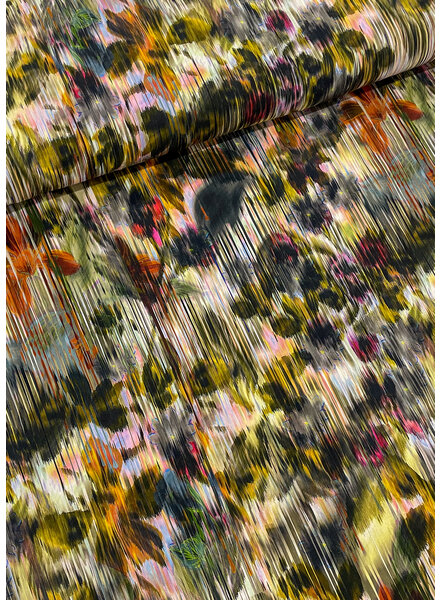 M. flower glitch groen - poplin viscose