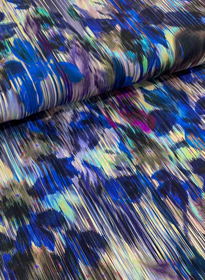 M. flower glitch cobalt - poplin viscose