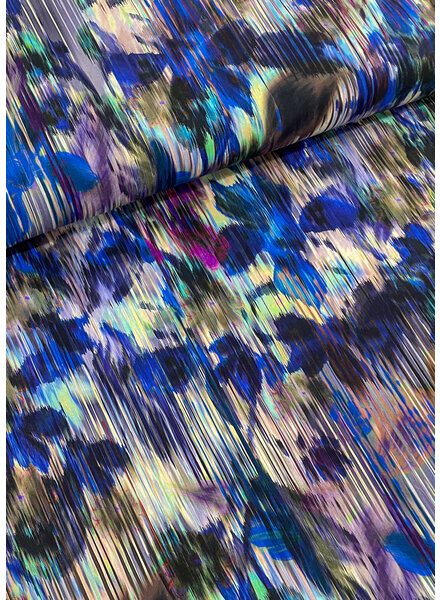 M. flower glitch cobalt - poplin viscose