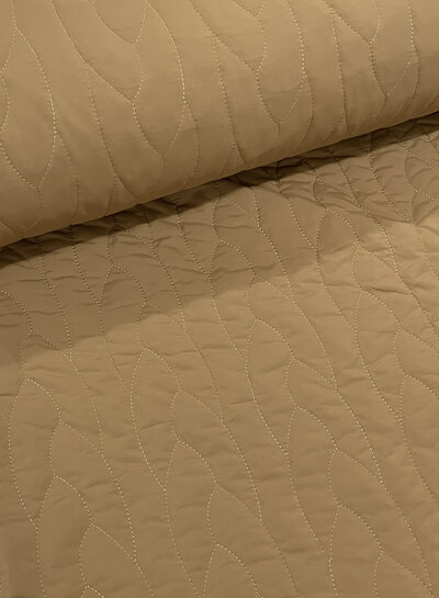 Madeline camel abstract - matelasse fabric - puffer - stepper