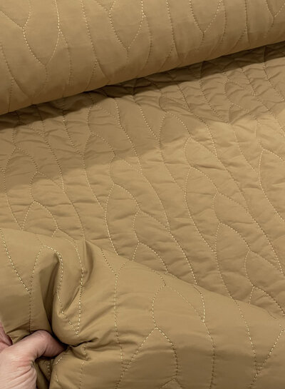 Madeline camel abstract - matelasse fabric - puffer - stepper