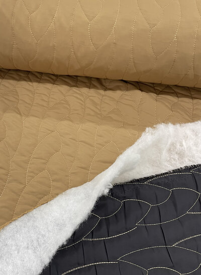 Madeline camel abstract - gematelasseerde stof - puffer - stepper