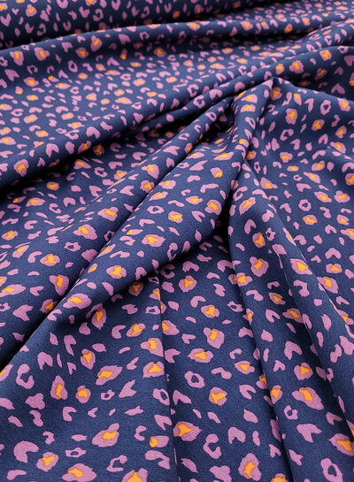 M panther navy blue and lilac - beautiful supple fabric