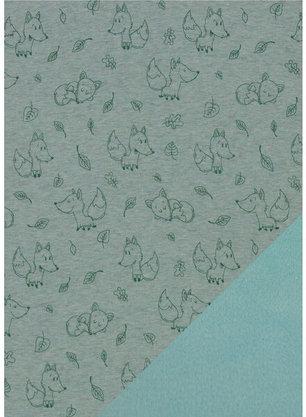 Swafing fox silhouettes - mint - happy fleece / alpine fleece