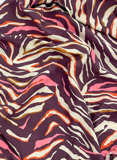 deadstock abstract - pink and eggplant - viscose