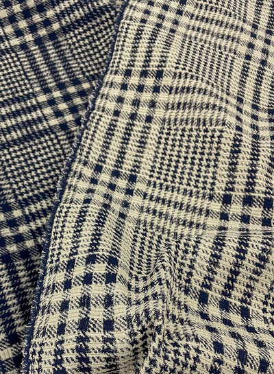 deadstock mooie jacquard met ruiten - marineblauw - Italiaanse makelij