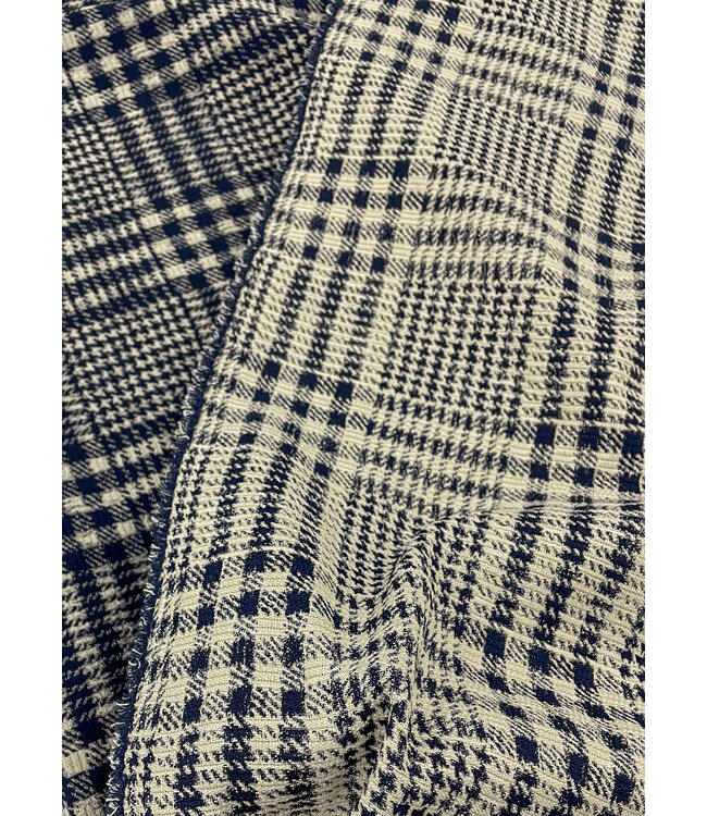 deadstock mooie jacquard met ruiten - marineblauw - Italiaanse makelij