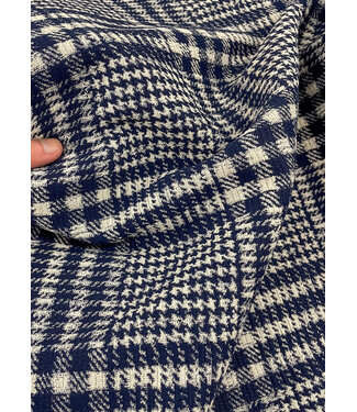 deadstock beautiful jacquard with diamonds - navy blue - Italian made