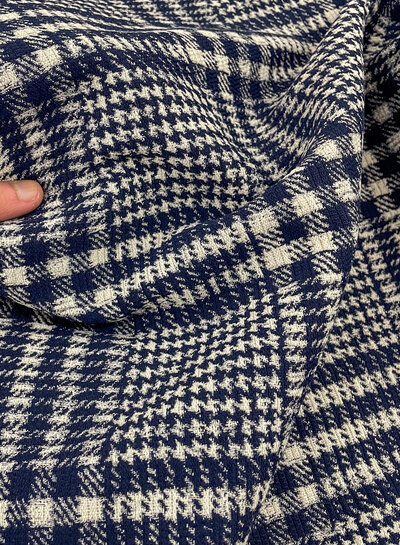 deadstock beautiful jacquard with diamonds - navy blue - Italian made