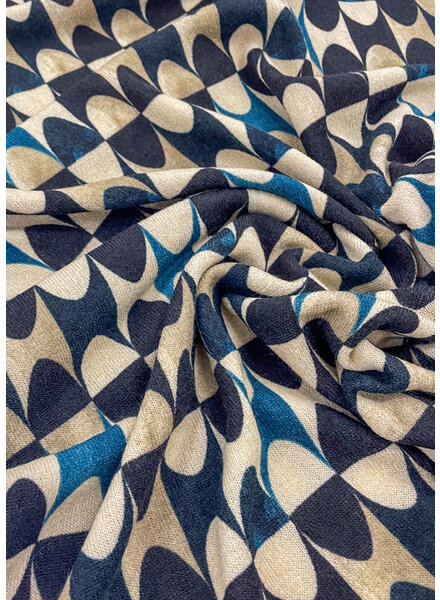 deadstock prachtige gebreide viscose blend met klassevolle print