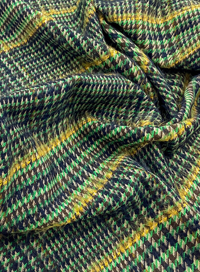 deadstock green houndstooth - tweed coat fabric